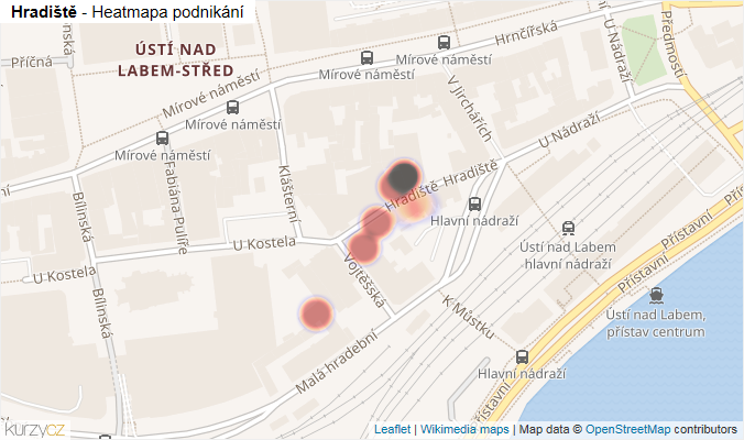 Mapa Hradiště - Firmy v ulici.