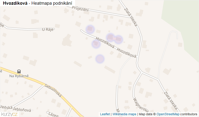 Mapa Hvozdíková - Firmy v ulici.
