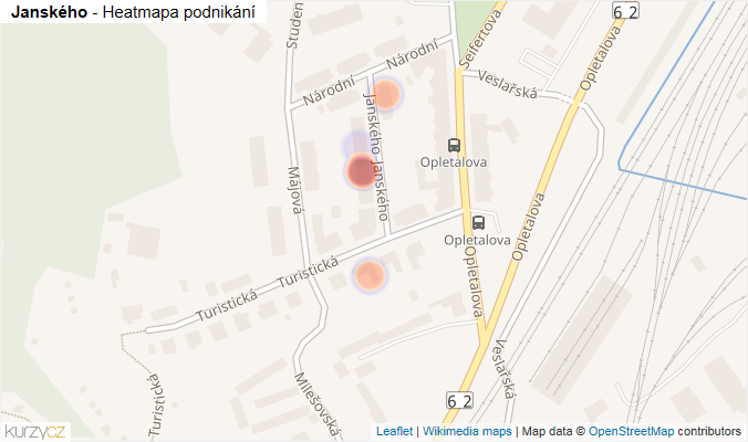 Mapa Janského - Firmy v ulici.