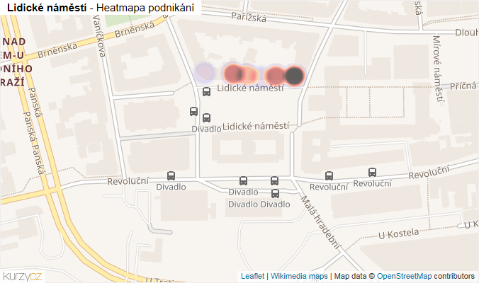 Mapa Lidické náměstí - Firmy v ulici.