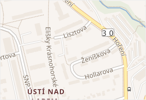 Lisztova v obci Ústí nad Labem - mapa ulice