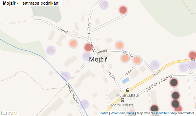 Mapa Mojžíř - Firmy v části obce.