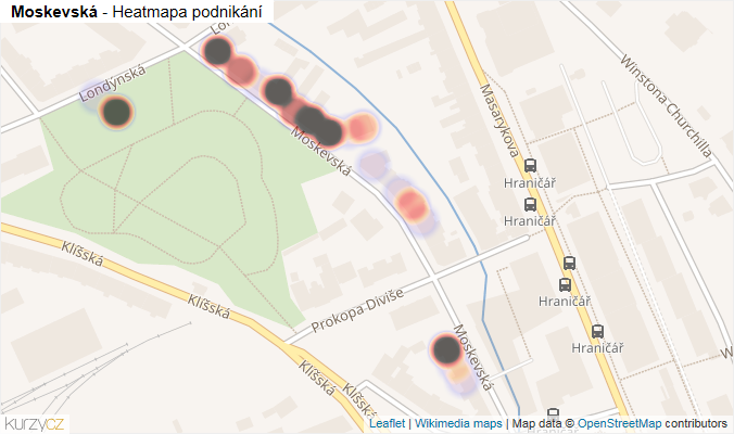 Mapa Moskevská - Firmy v ulici.