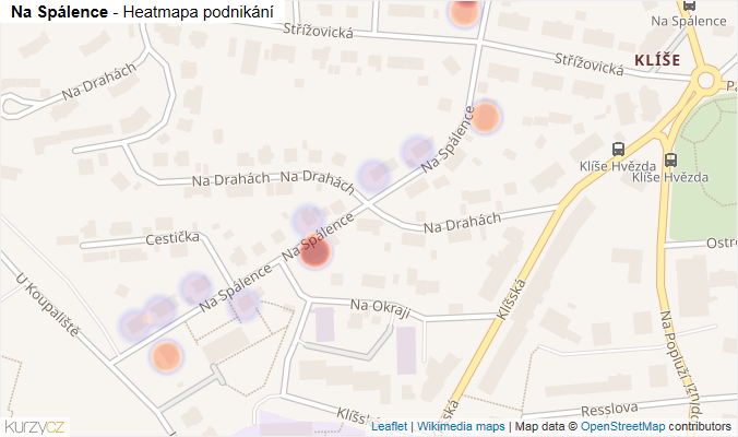 Mapa Na Spálence - Firmy v ulici.