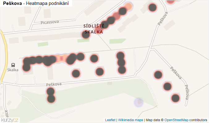 Mapa Peškova - Firmy v ulici.