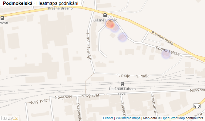 Mapa Podmokelská - Firmy v ulici.