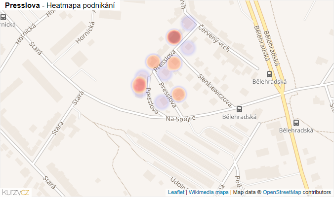 Mapa Presslova - Firmy v ulici.
