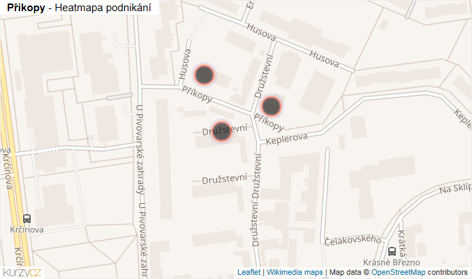 Mapa Příkopy - Firmy v ulici.