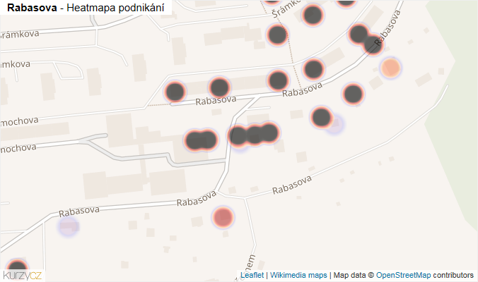 Mapa Rabasova - Firmy v ulici.