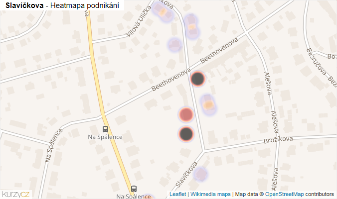 Mapa Slavíčkova - Firmy v ulici.
