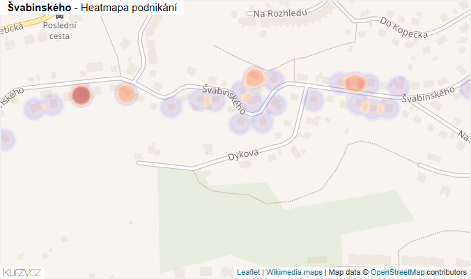 Mapa Švabinského - Firmy v ulici.