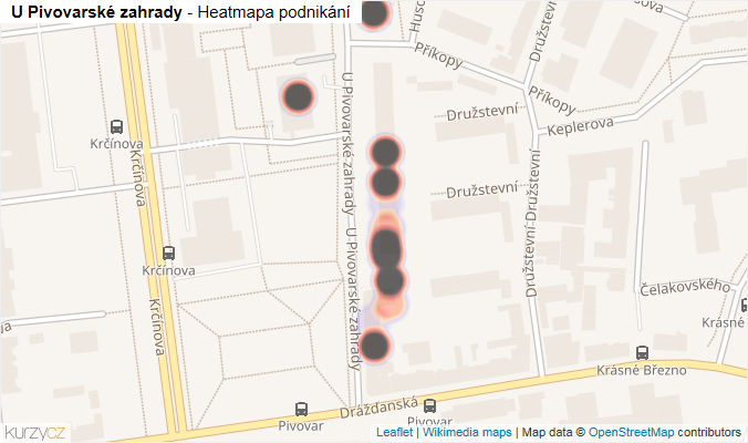 Mapa U Pivovarské zahrady - Firmy v ulici.