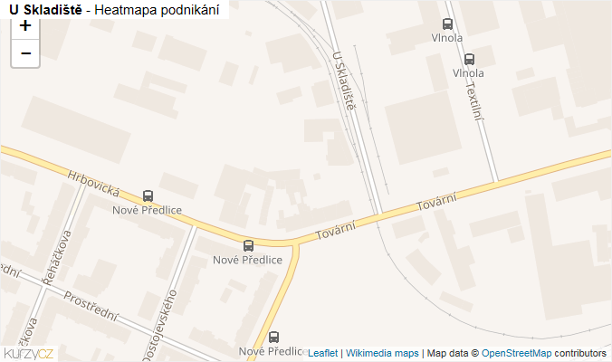 Mapa U Skladiště - Firmy v ulici.
