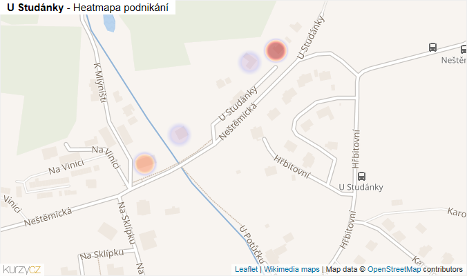 Mapa U Studánky - Firmy v ulici.