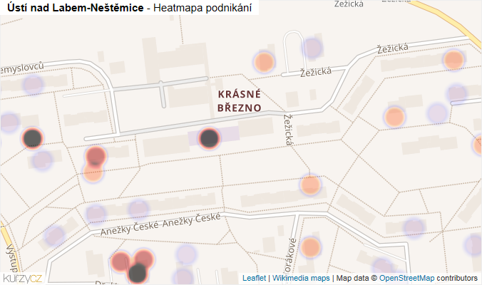 Mapa Ústí nad Labem-Neštěmice - Firmy v městské části.