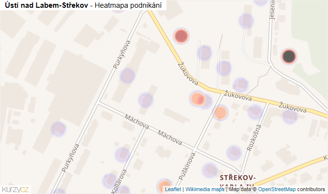 Mapa Ústí nad Labem-Střekov - Firmy v městské části.
