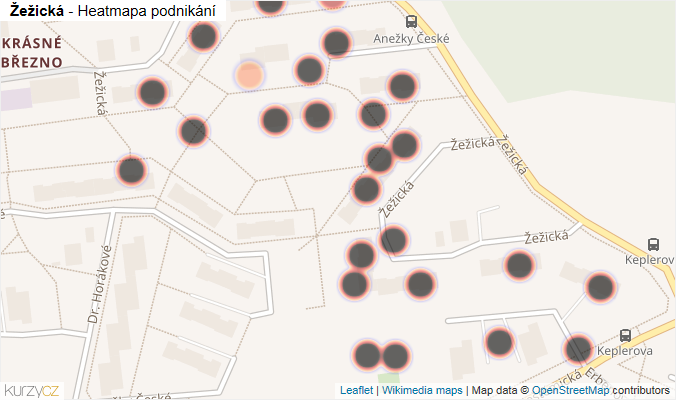 Mapa Žežická - Firmy v ulici.