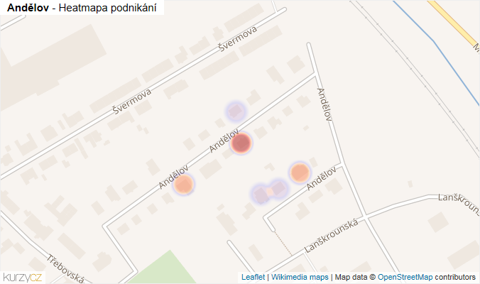 Mapa Andělov - Firmy v ulici.