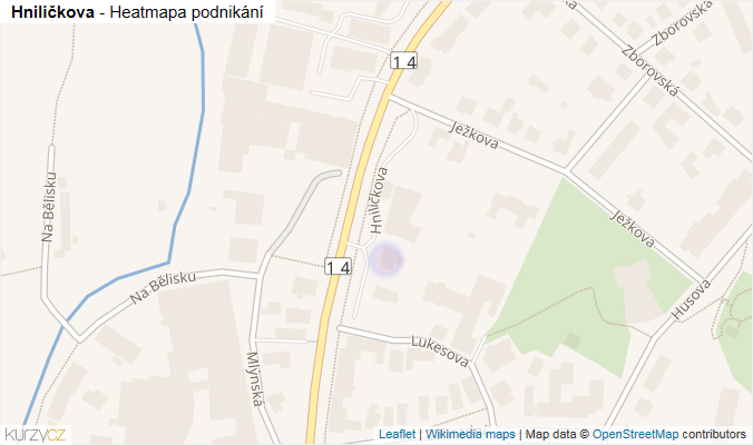 Mapa Hniličkova - Firmy v ulici.