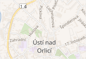 Hradební v obci Ústí nad Orlicí - mapa ulice