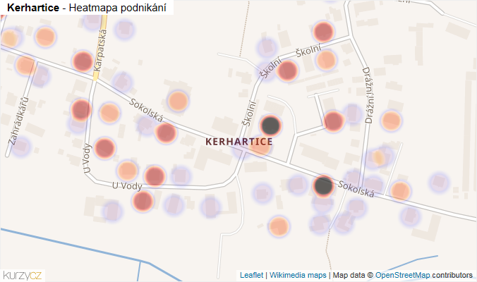 Mapa Kerhartice - Firmy v části obce.