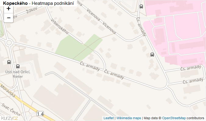 Mapa Kopeckého - Firmy v ulici.