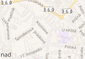 Kozinova v obci Ústí nad Orlicí - mapa ulice