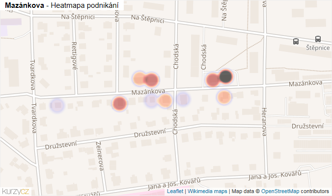 Mapa Mazánkova - Firmy v ulici.