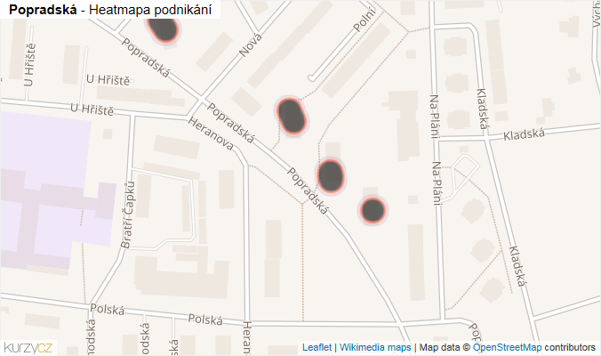 Mapa Popradská - Firmy v ulici.