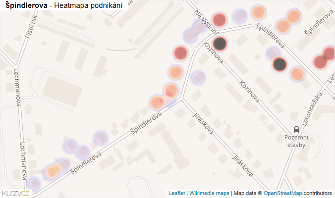 Mapa Špindlerova - Firmy v ulici.