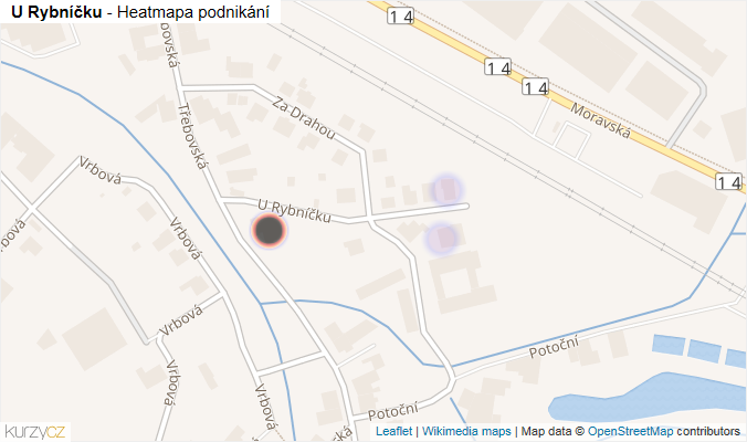 Mapa U Rybníčku - Firmy v ulici.