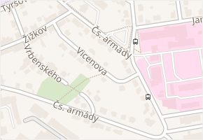 Vicenova v obci Ústí nad Orlicí - mapa ulice