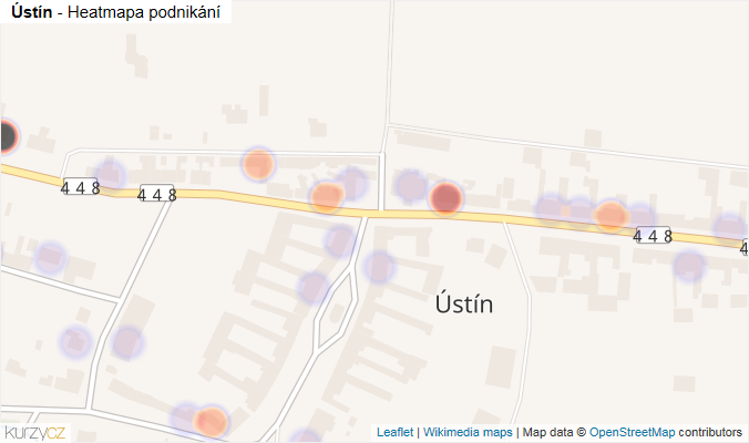 Mapa Ústín - Firmy v části obce.