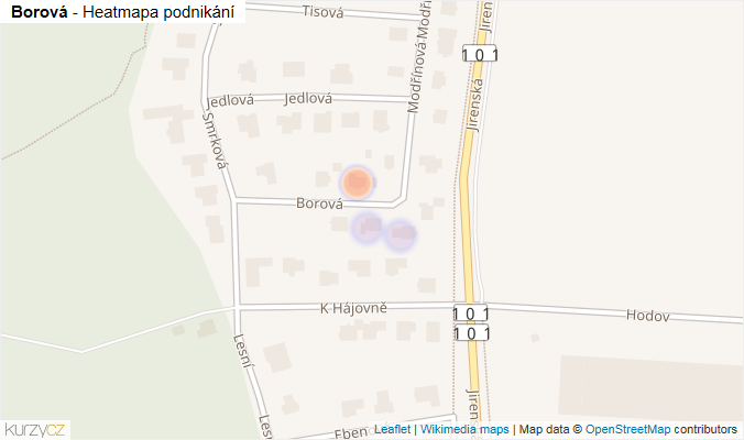 Mapa Borová - Firmy v ulici.