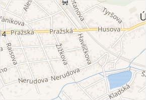 Čechova v obci Úvaly - mapa ulice
