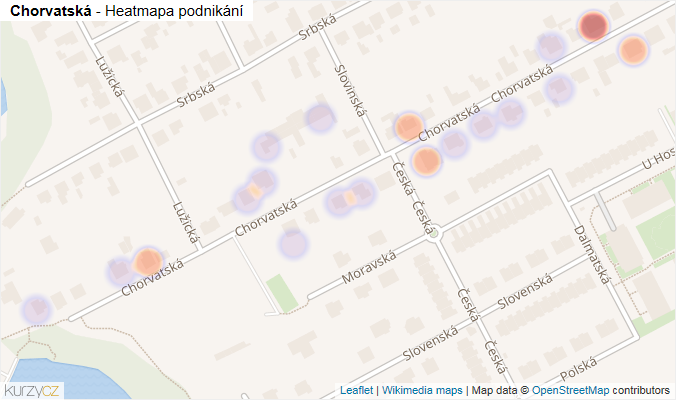 Mapa Chorvatská - Firmy v ulici.