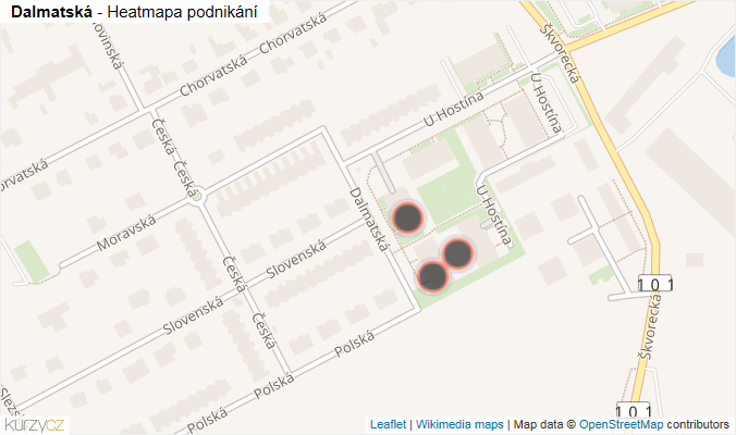 Mapa Dalmatská - Firmy v ulici.