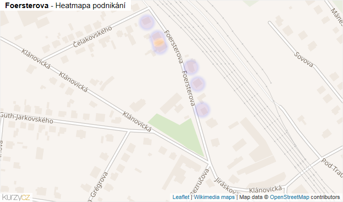 Mapa Foersterova - Firmy v ulici.