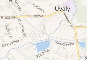 Hálkova v obci Úvaly - mapa ulice