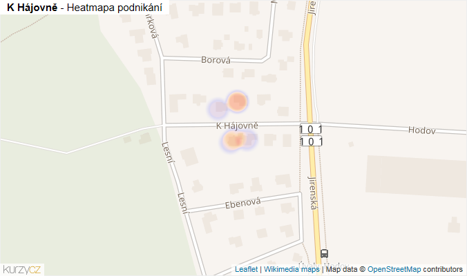 Mapa K Hájovně - Firmy v ulici.