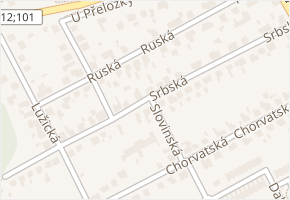 Srbská v obci Úvaly - mapa ulice