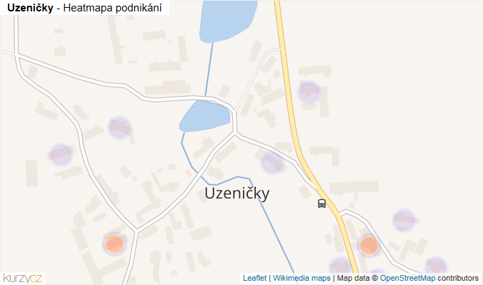 Mapa Uzeničky - Firmy v části obce.