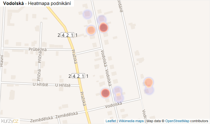 Mapa Vodolská - Firmy v ulici.