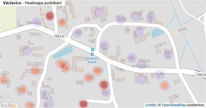 Václavice - mapa podnikání