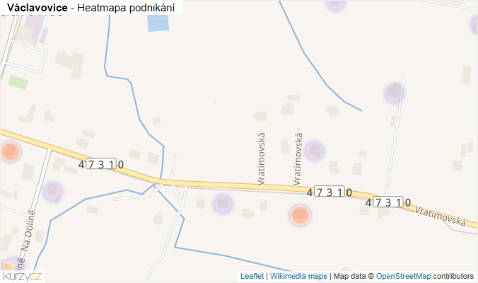 Mapa Václavovice - Firmy v obci.