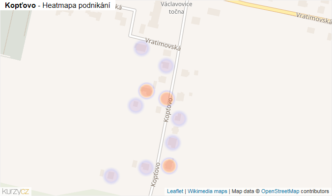 Mapa Kopťovo - Firmy v ulici.