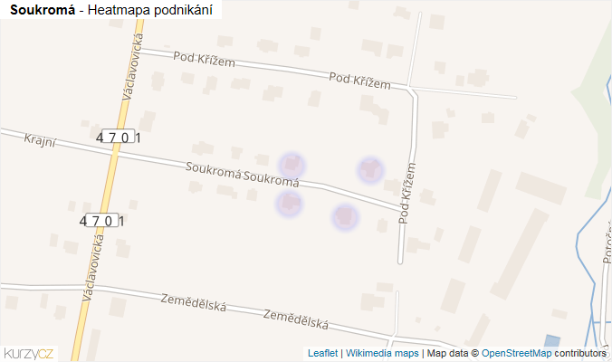 Mapa Soukromá - Firmy v ulici.