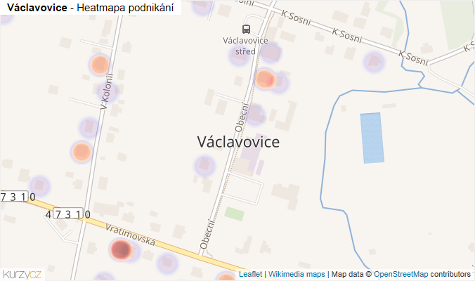 Mapa Václavovice - Firmy v části obce.