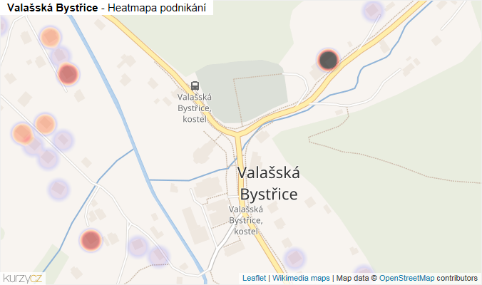 Mapa Valašská Bystřice - Firmy v části obce.