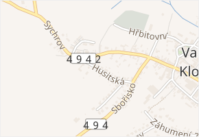 Husitská v obci Valašské Klobouky - mapa ulice